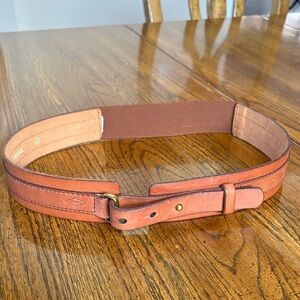 Fossil Tan Leather Belt with Brass Buckle
